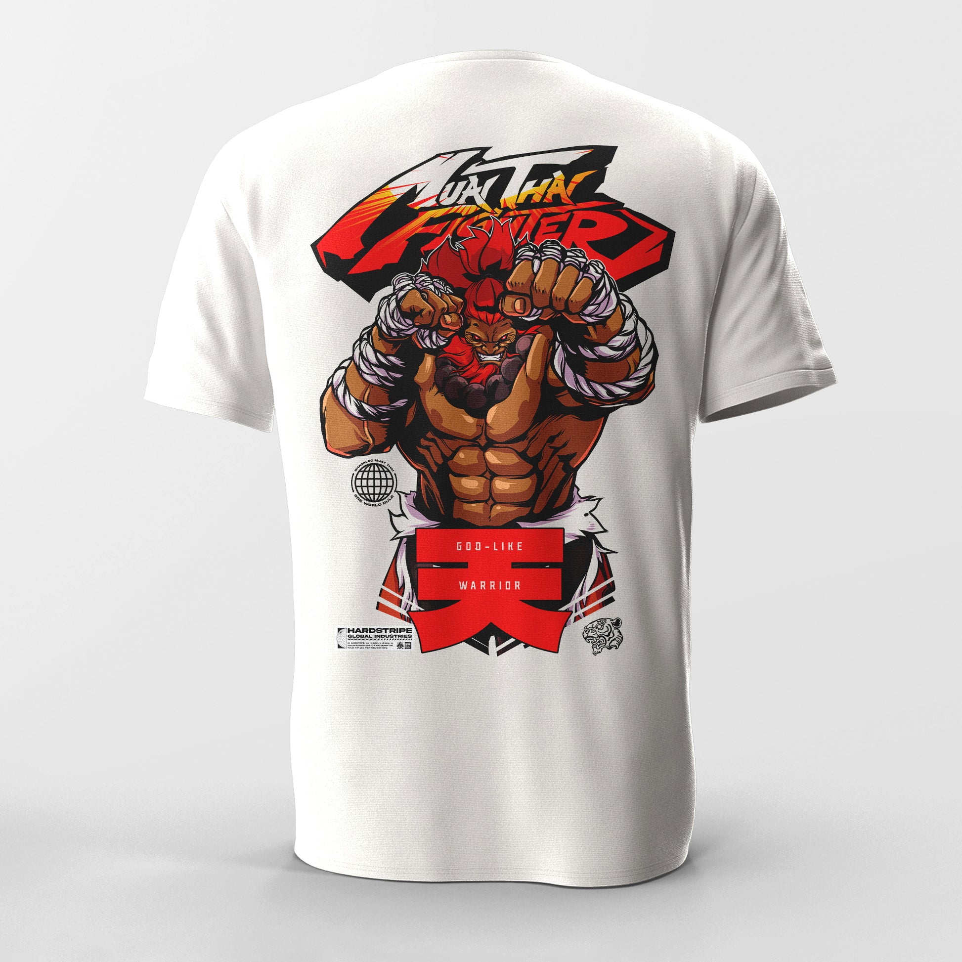 White T-Shirt with Streetfighter Akuma on the back. Muay Thai shirt