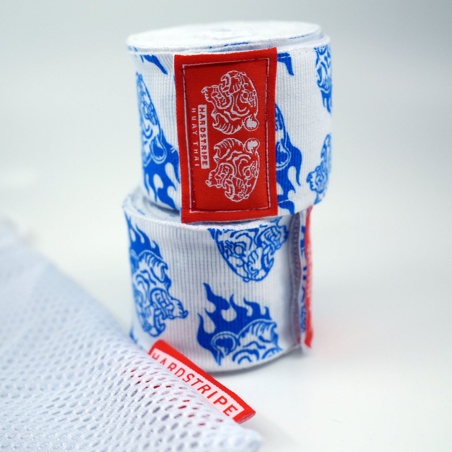 HARDSTRIPE "Porcelain Tiger" Premium Muay Thai & Boxing Hand Wraps (with Mesh Wash Bag)