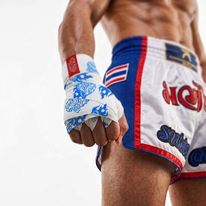HARDSTRIPE "Porcelain Tiger" Premium Muay Thai & Boxing Hand Wraps (with Mesh Wash Bag)