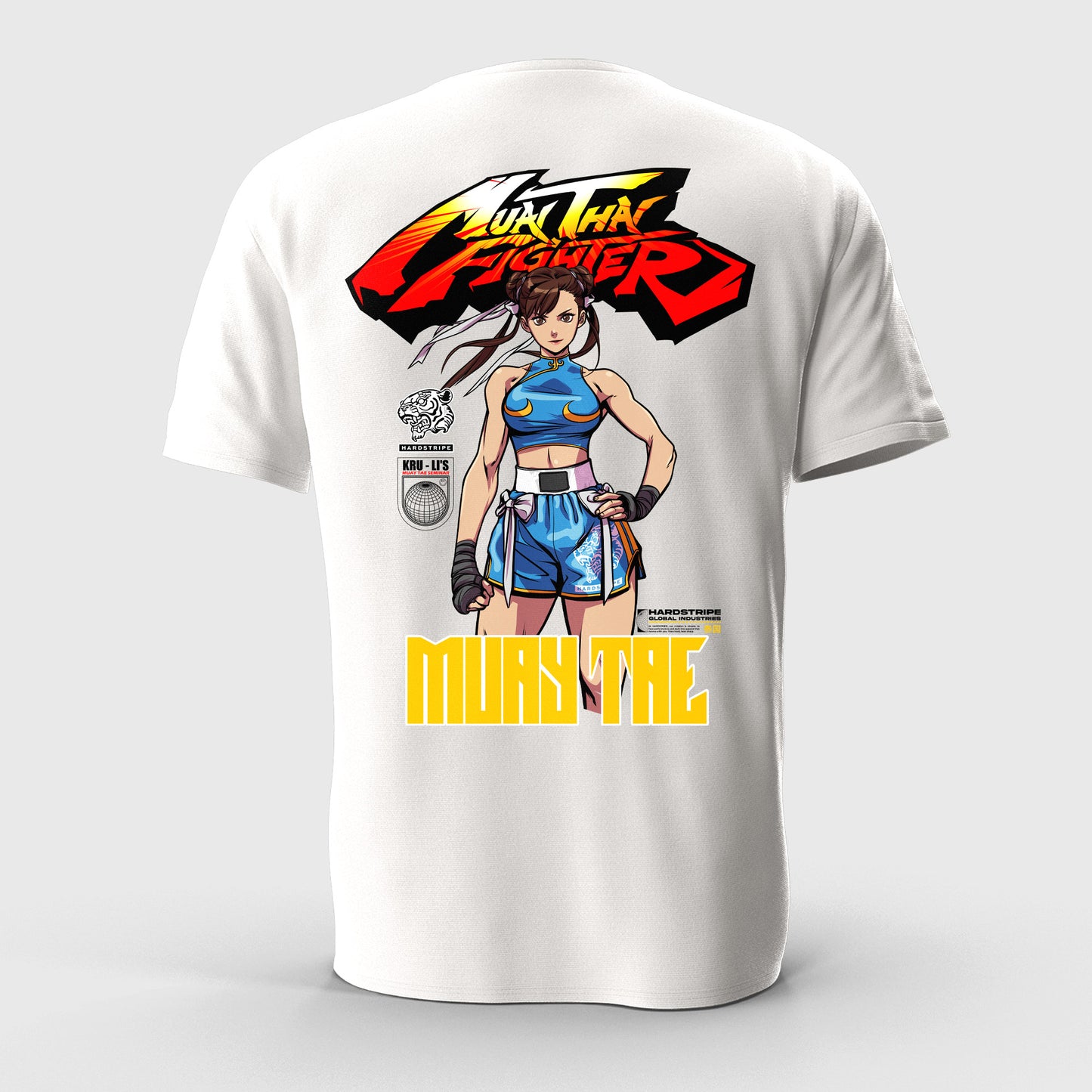 T-shirt with a character design and text on a white background