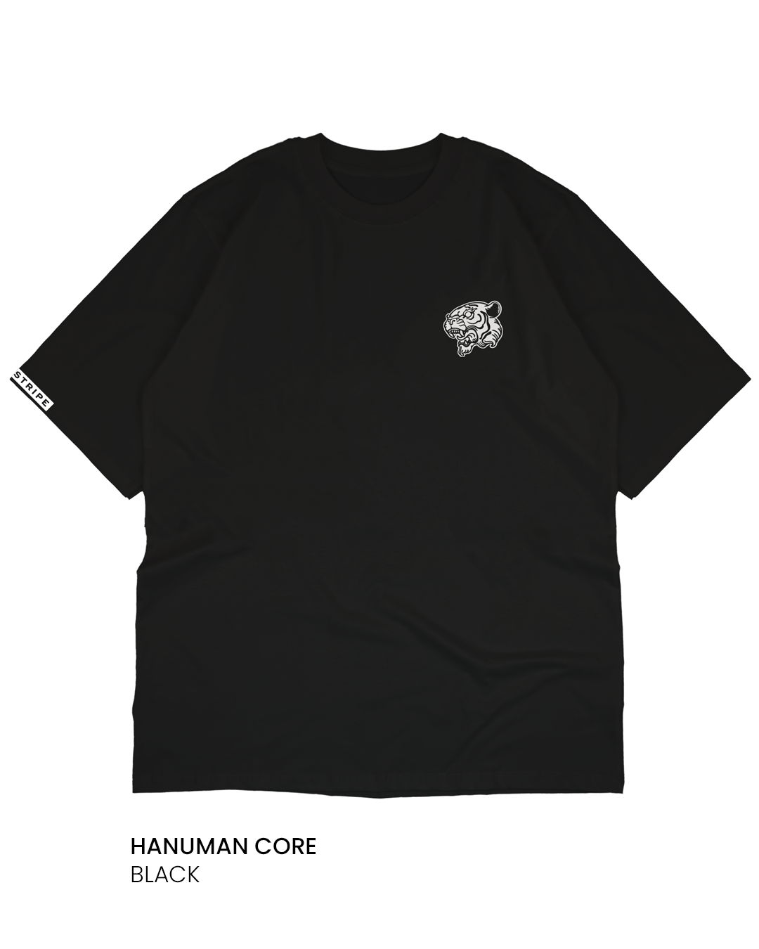 Black boxy fit t-shirt with a small logo on the chest 
