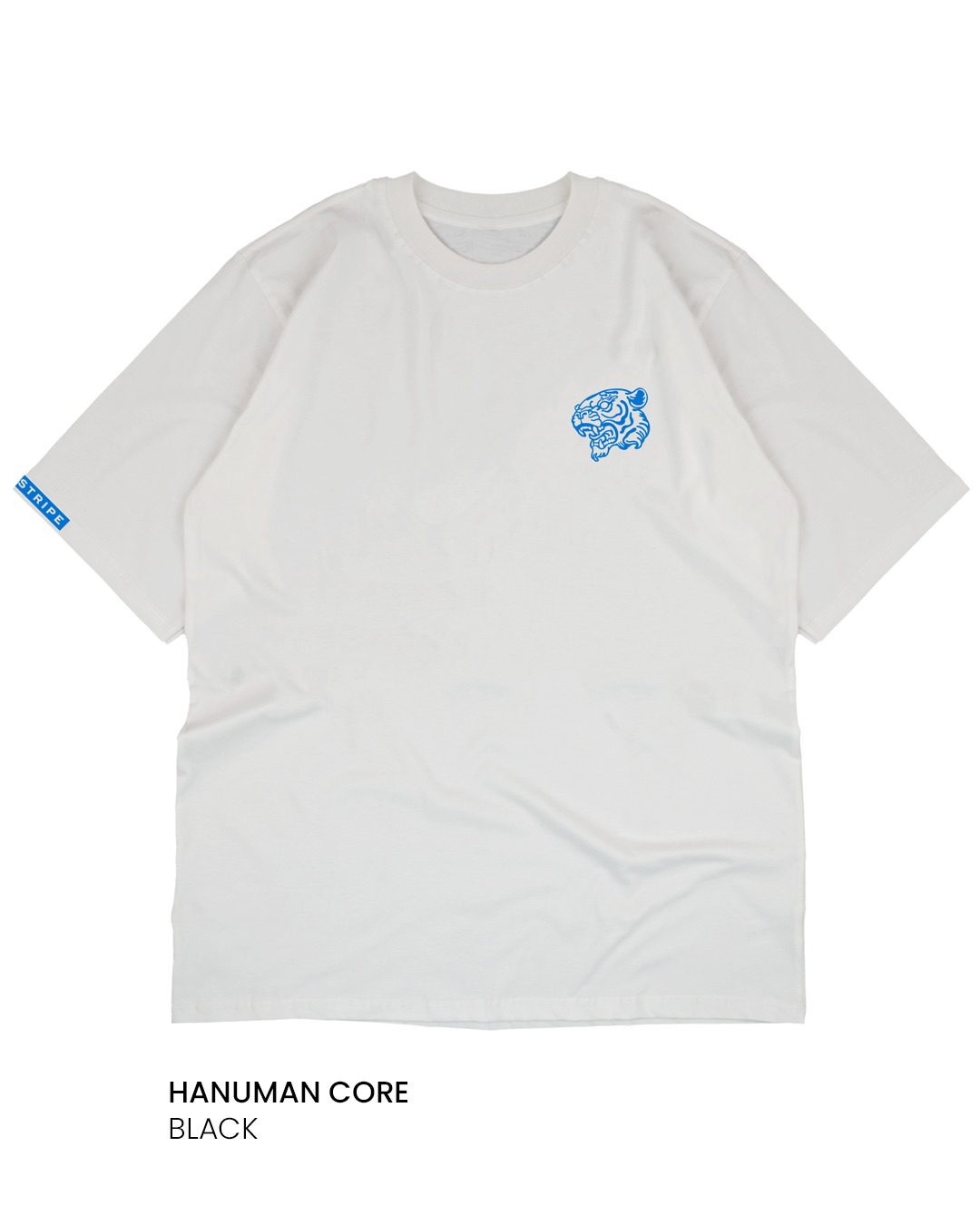Boxy fit White t-shirt with blue logo 